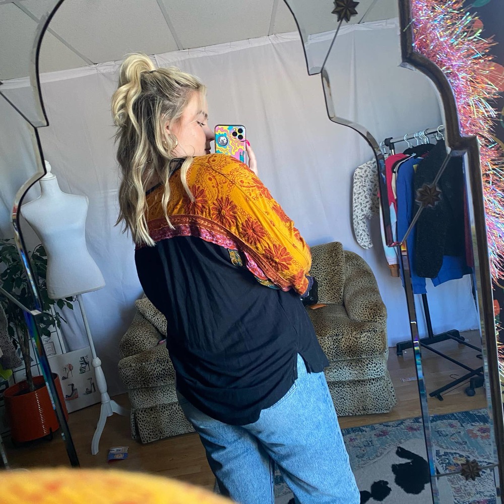 Free People Black and Orange Tunic Top - Picture 2 of 5